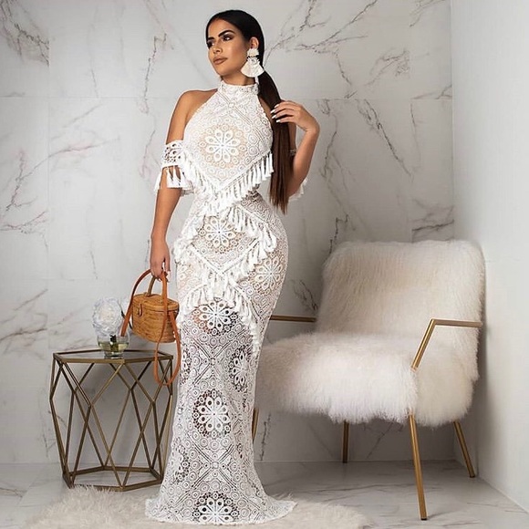 maxi dress with tassels